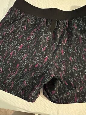 Black Athletic Shorts with Pink & Teal Abstract Print